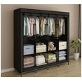 thumbnail image 3 of AGASY Clothing rack organizer - Portable closet wardrobe - Closet system - Almirah for clothes - Large Wardrobe Clothes Organizer 6 Shelves 4 Hanging Sections 4 Side Pockets 65.7x17.7x66.9in (Black), 3 of 6