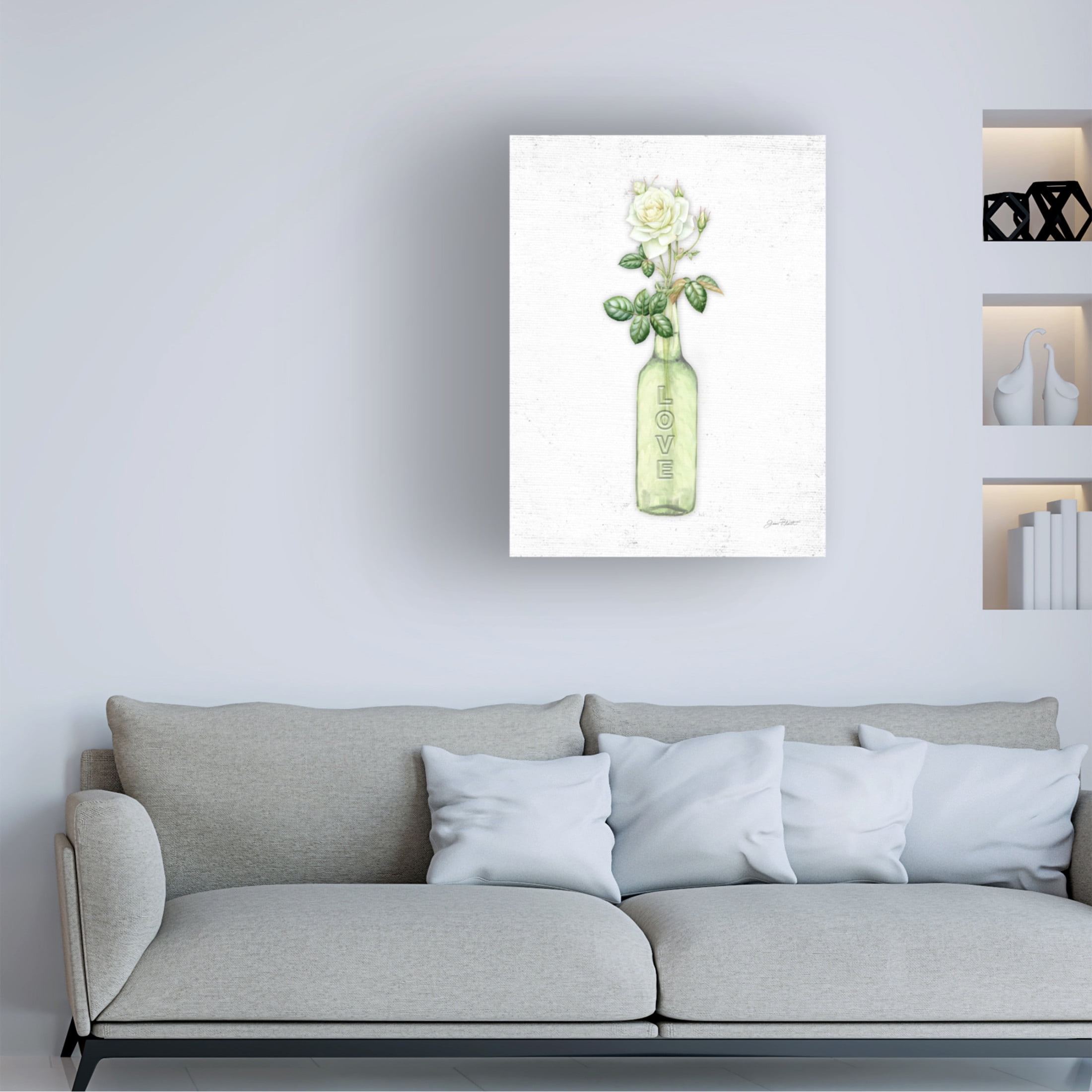 Canvas Wall Art - Jean Plout 'Florals In Bottles B' Wall Art for Living Room, Bedroom, or Office Décor by Trademark Fine Art - 14 x 19 Inches