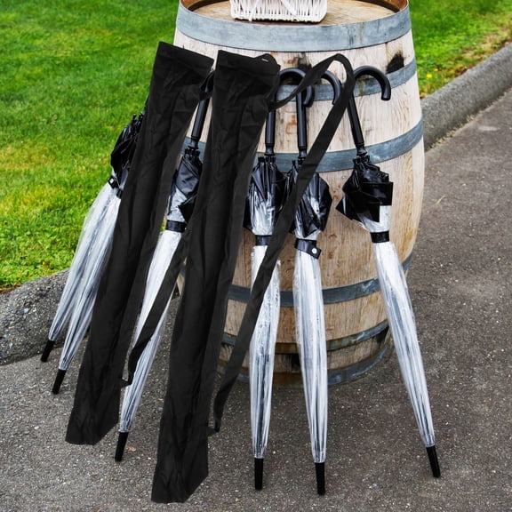 PENIKOKO 2Pcs Black Waterproof Umbrella Carry Bags with Strap Long Protective Storage Covers