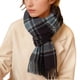thumbnail image 2 of Bufanda de invierno cálida para mujer, tipo chal grande, ideal para clima frío. Bufanda larga de punto grueso a cuadros en negro y azul. Bufanda tipo manta con flecos, suave y ligera, unisex., 2 of 4