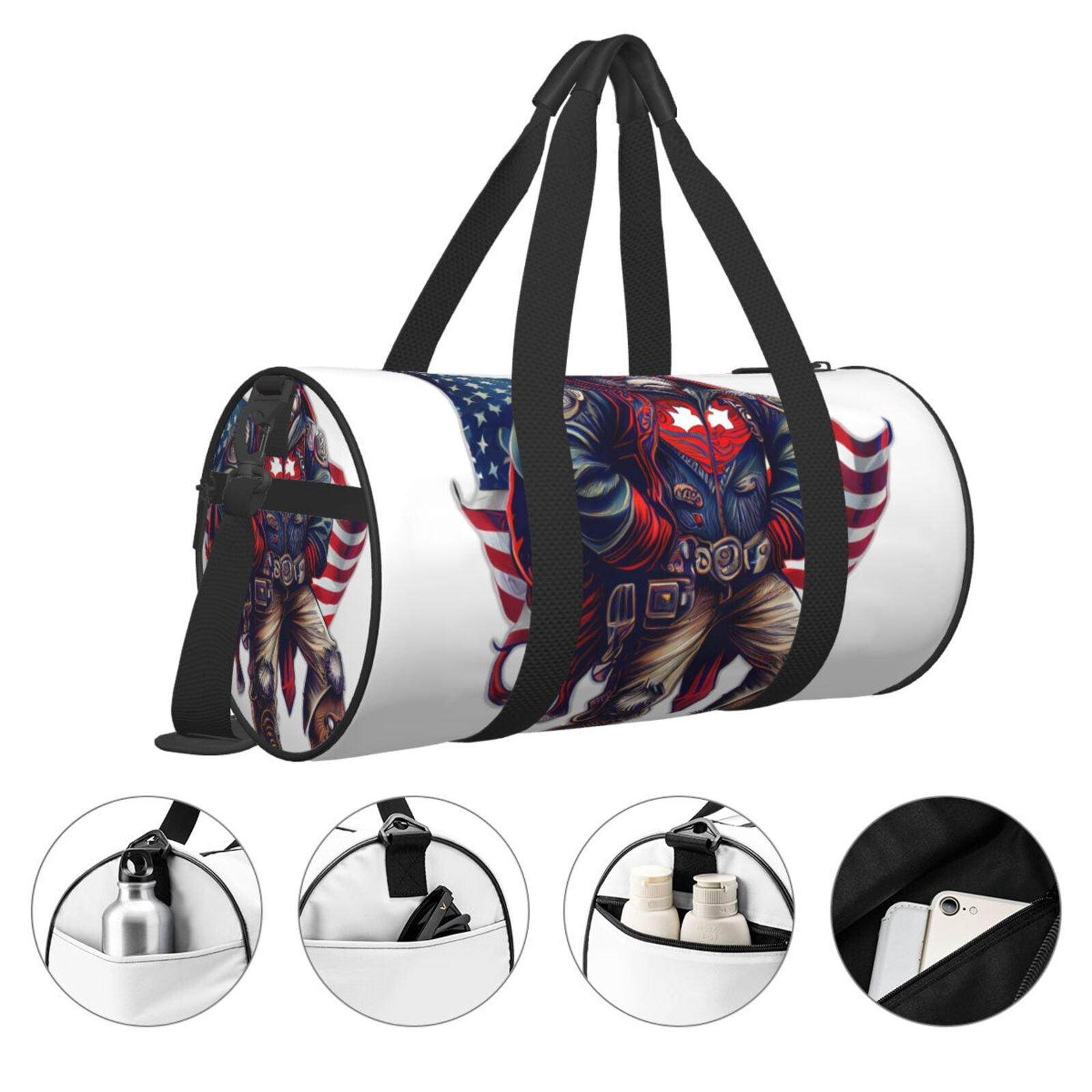 Vsdgher Cool Patriotic Buffalo Cowboy 45L Foldable Duffel Bag, Sports Gym Bag,Overnight Bag, Portable Weekender Bag for Airplanes