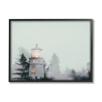 Stupell Industries Oregon Coast Lighthouse Travel & Places Painting Black Framed Art Print Wall Art, 30 x 24