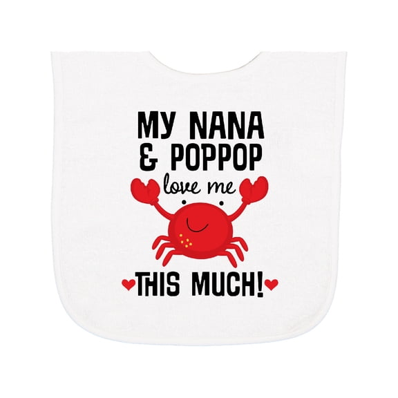 Inktastic Nana and Poppop Love Me Crab Baby Terry Cloth Bib