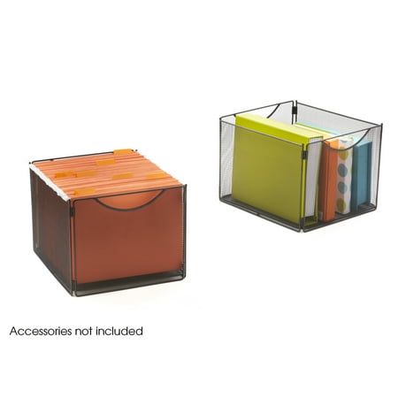 - 2173BL Onyx Office Accessory 20 Lbs Weight Capacity Per Cube Black Steel Mesh Cube Bins (Qty. 2)
