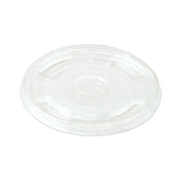 World Centric CPLCS12 PLA Flat Cold Cup Lids - Clear (1,000/Carton)
