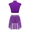 thumbnail image 2 of TTAO Girls Two-Piece Figure Skating Dance Gymnastics Outfits Rhinestone Crop Tops with Skirted Briefs Set Purple 6, 2 of 6