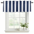 thumbnail image 2 of Navy Blue Striped Valances for Windows, Decorative Rod Pocket Window Valance Curtains, Modern Farmhouse Blue White Stripes Short Curtain Drapes for Kitchen/Living Room, 2 Panels, 42" W x 18" L, 2 of 8