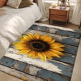 thumbnail image 4 of Summer Sunflower Area Rugs 3x5 ft Watercolor Flowers Wood Grain Washable Rug Non Slip Indoor Carpet Absorbent Floor Mat for Living Room Bedroom Dining Room, 4 of 9