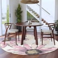 thumbnail image 4 of Pink Floral Round Area&nbsp;Rug 6ft Vintage Flowers Non-Slip&nbsp;Washable Circle Rugs Soft Felt Indoor Floor Mat for Bedroom Kitchen Living Room Bathroom, 4 of 9