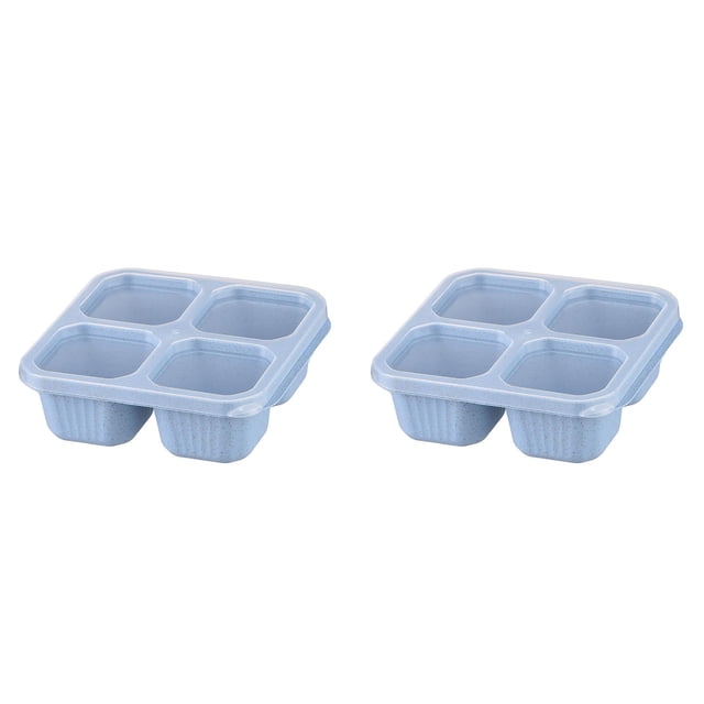 (2-Pack) Rinsvye 1Pc Snack Containers Reusable Water Container for Fridge Bento Snack Box 4 Compartments Meal Prep Lunch Containers for Kids Adults Divided Food Storage Containers for School Work Tr