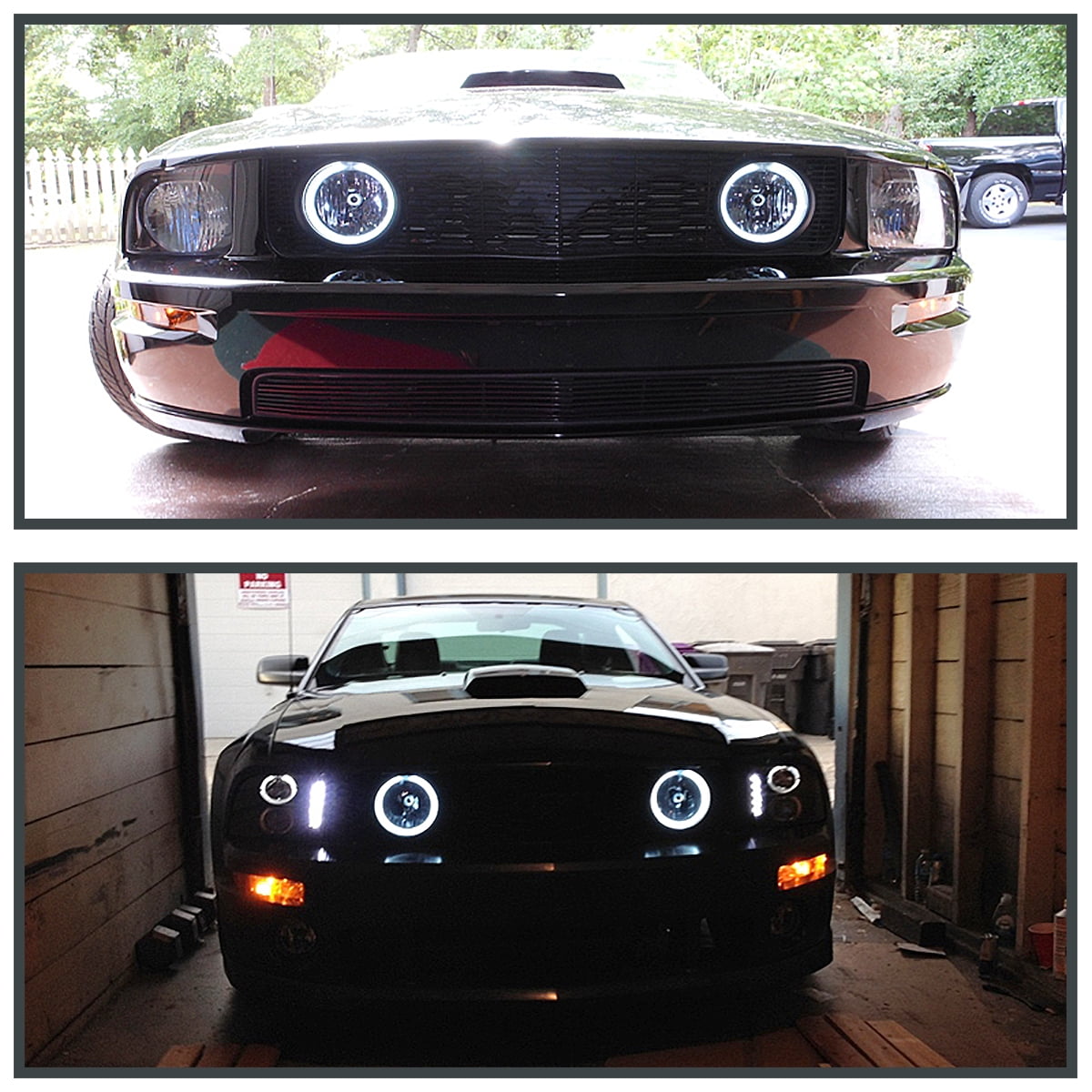 Spec-D Tuning Clear Fog Lights w/ Halo (Angel Eyes) w/ H10 Bulbs Compatible with 2005-2009 Ford Mustang GT L+R Pair Assembly