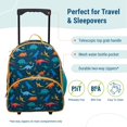 thumbnail image 3 of Wildkin Kids Rolling Luggage for Boys and Girls, Carry on Luggage Size is Perfect for School and Overnight Travel, Measures 16 x 12 x 6 Inches (Jurassic Dinosaurs), 3 of 7