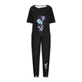 thumbnail image 3 of KIJBLAE Women's Loose Short Sleeve Round Neck T-Shirt Wide Leg Pants Two Piece Outfits Tracksuit with Pockets Dreamcatcher Print Pajama Sets Black XXL, 3 of 5