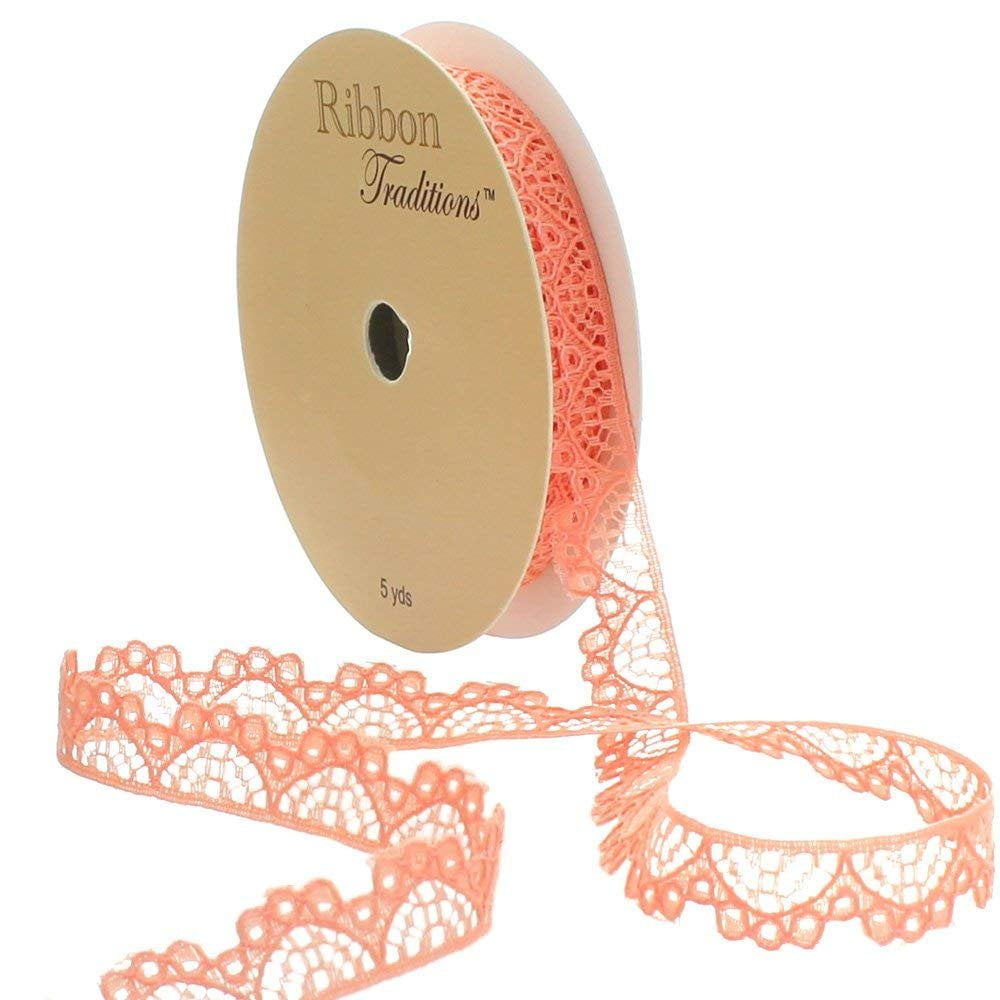 coral lace ribbon