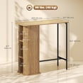 thumbnail image 2 of Nordic Tambour Bar Height Table with 3 Side Storage Shelves, Natural Wood MDF & Metal Frame Rectangular Breakfast Bar for Kitchen, Dining Room, Coffee Corner, 44.1"W x 41.7"H, 2 of 7