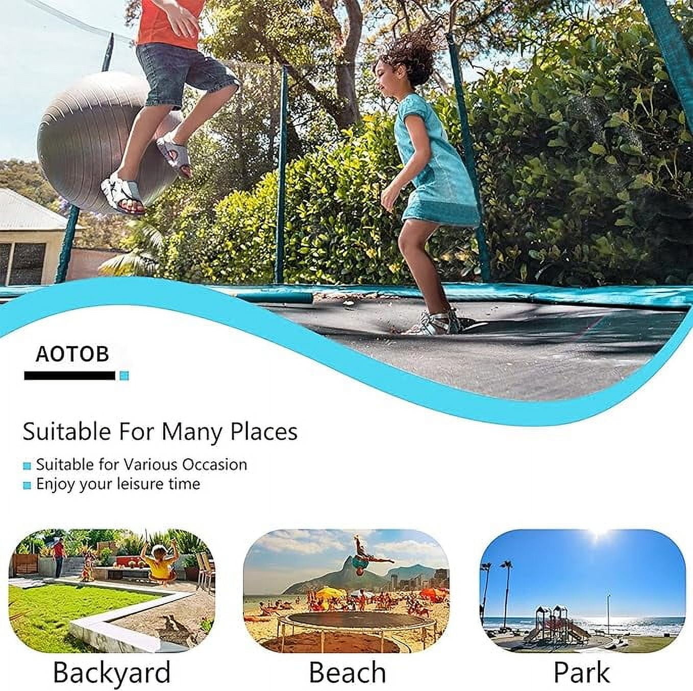 AOTOB 8FT Trampoline for Kids/Adults, Backyard 600 LBS Trampoline with Safety Enclosure Net/Ladder,Azure