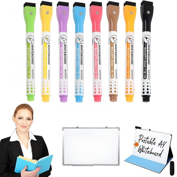 CCOCC 8 Pcs Ultra-Fine Dry Erase Markers,Fine-Point Whiteboard Pens,8 Colors for School & Office