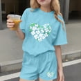 thumbnail image 2 of VBTAPA St Patricks Day Outfit Boy Girl Short Sleeve Graphic T Shirt Jogger Shorts Set 2026 Summer Clothes Blue 12-13Years, 2 of 7