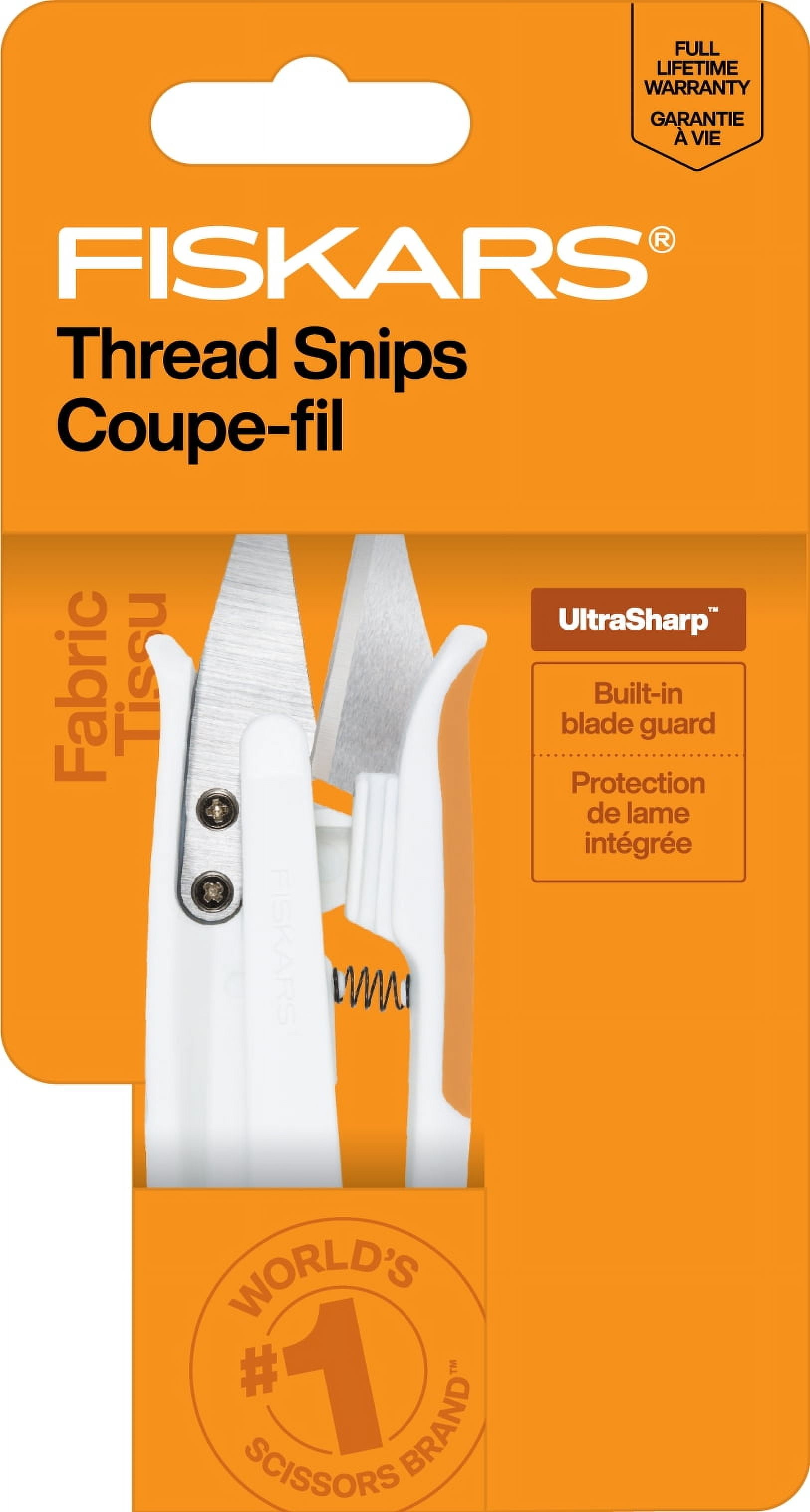 (2 pack) Fiskars 5" Scissors Craft Thread Snips, Ambidextrous, Stainless Steel, White