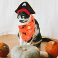 thumbnail image 2 of 1 Set of Halloween Pet Costume Cat Pirate Cosplay Hat Triangular Scarf Kit for Party, 2 of 6