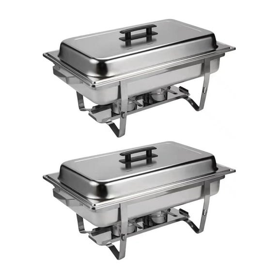 Chafing Dish Set - 2 Pack 9QT Stainless Steel Buffet Servers for Home & Outdoor Catering - Food Warmer/Cooler with Lids & Accessories