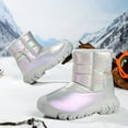 thumbnail image 6 of newwalpole Toddler Snow Boots for Girls Boys Winter Warm Kids Button Boots Outdoor Shoes Gray for Size 9, 6 of 7