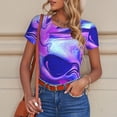 thumbnail image 6 of Fotbe Swirl Print Blue Purple1 Women's Crew Neck Short Sleeves Bodysuit Tops Round Neck Slim Sleeveless Soft Comfortable Basic-Small, 6 of 7