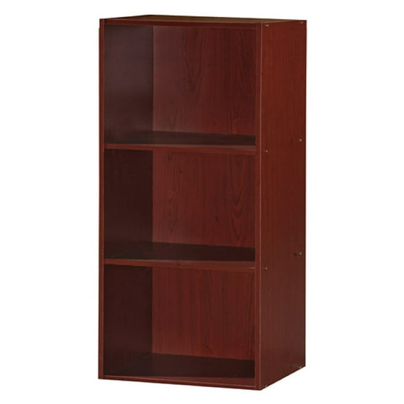 Open Box Hodedah 3-Shelf Bookcase in Mahogany