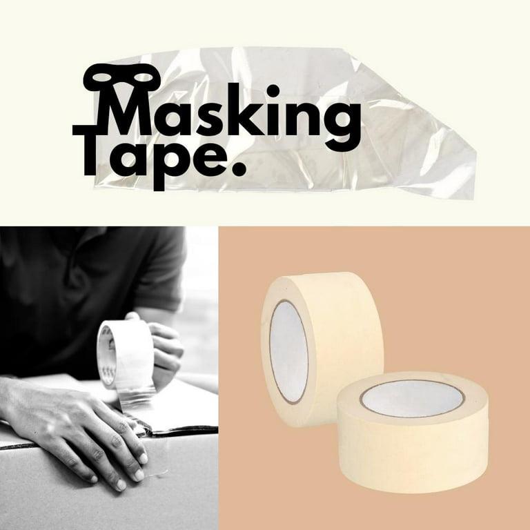 Lazybug studio Wide Masking Tape 2 inches, 4 Pack Adhesive Painting Tape  Bulk for General Purpose Use, 2 inches x 55 Yards x 4 Rolls, 220 Yards in  Total: : Tools & Home Improvement