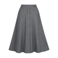thumbnail image 7 of TEMOFON Womens Midi Skirt High Waisted A Line Skirt Button Front Long Skirt Casual Winter Skirt Fall Fashion Skirt for Women Gray, 7 of 7