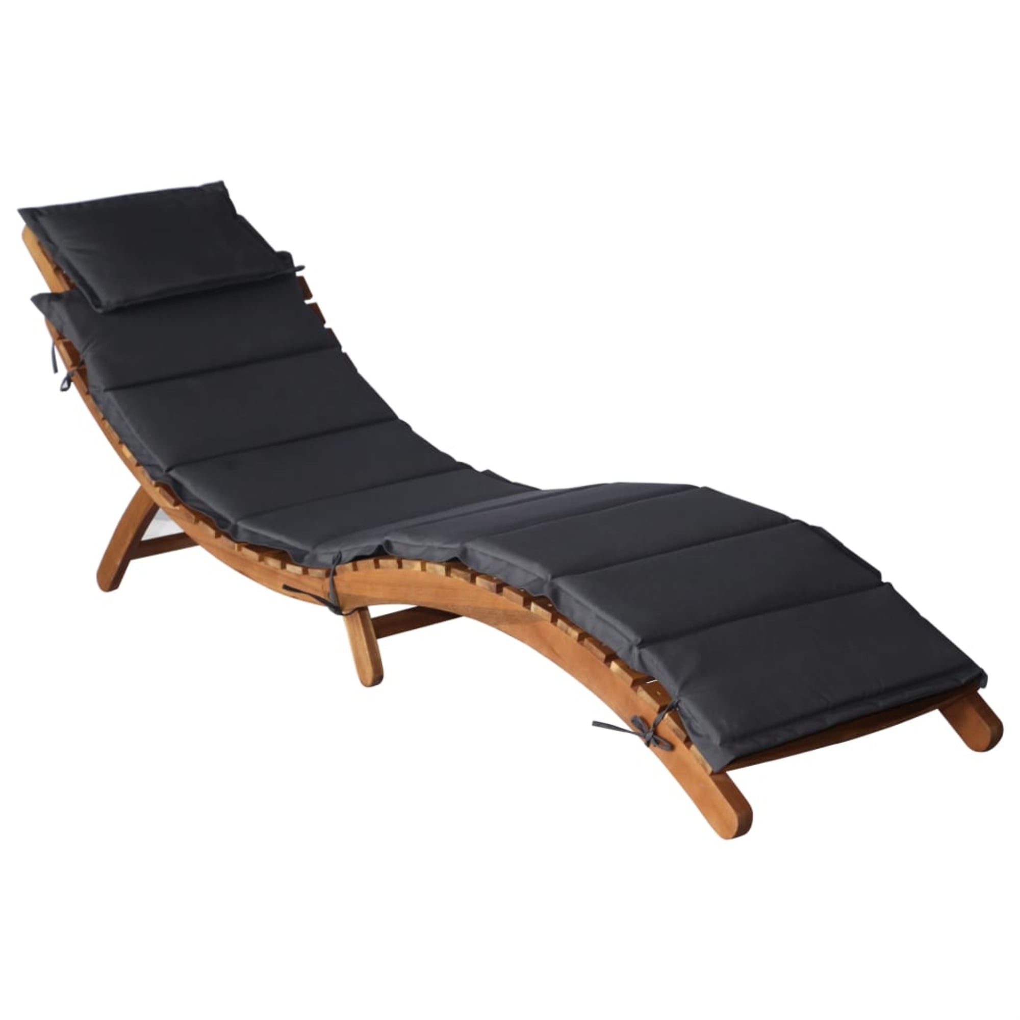 vidaXL Solid Acacia Wood Folding Sun Lounger Chaise Bed Sunbed Seat Chair 
