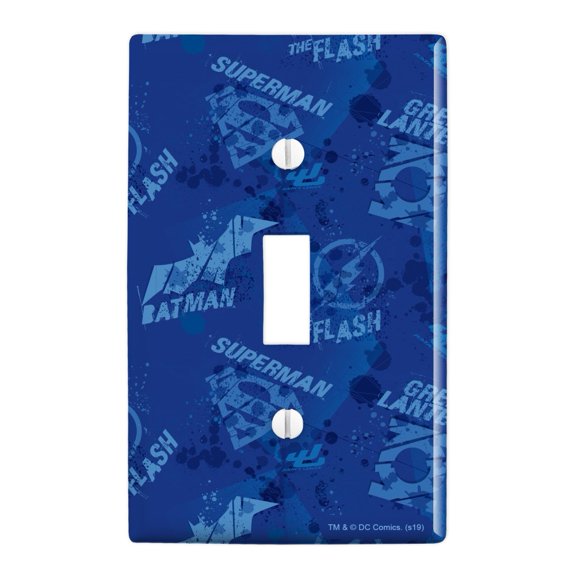 Justice League Blue Pattern Plastic Wall Decor Toggle Light Switch Plate Cover