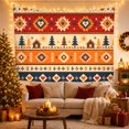 thumbnail image 3 of Star and Pine Tree Landscape on Striped Folk Art, Cozy Rustic for Folk Art Collectors, Neutral Wall Art, Housewarming Gift, Tapestry Wall Hanging for Bedroom and Living Room, 3 of 7