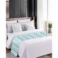 thumbnail image 4 of Bed Runner Scarf Cal King Size, Aqua Ombre Grey Striped Stain Bed Runners & Scarves for Foot of Beds, Farmhouse Stripe Modern Decorative Bedding Runner Scarf for Hotel Home Bedroom, 4 of 6