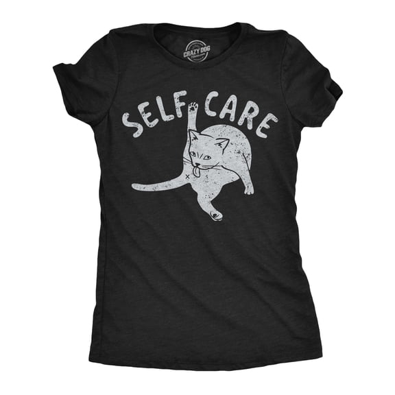 Womens Funny T Shirts Self Care Sarcastic Kitten Graphic Novelty Tee For Ladies Womens Graphic Tees