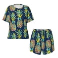 thumbnail image 5 of "Wukai Colorful Pineapples Women's Pajama Set - Short-Sleeve Top and Shorts with Elastic Waistband and Pockets for Loungewear, Yoga, and Casual Wear-XX-Large, 5 of 8