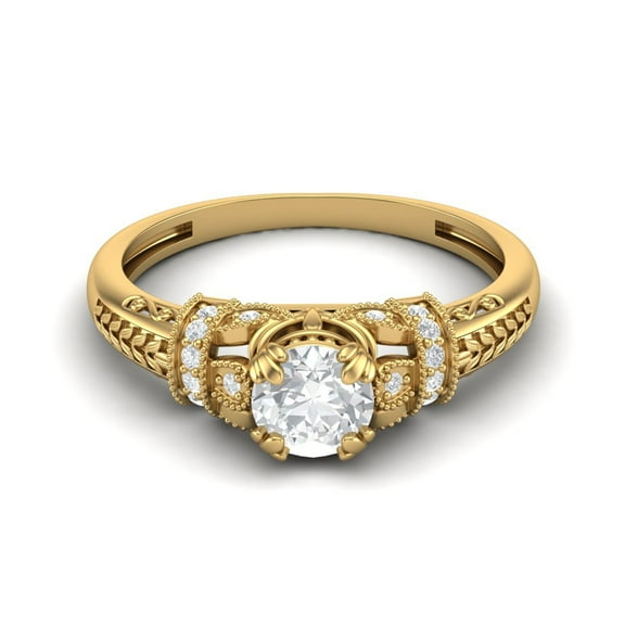 Mooneye 0.60 Ctw Moissanite 925 Sterling Silver Gold Vermeil Blossom Design Women Valentines Ring