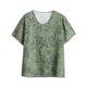 thumbnail image 1 of Blusas de Manga Corta Casual para las Mujeres Color Sólido Cuello Redondo Top de Verano, Moda Poliéster Impresión Blusa para las Mujeres, Lavado de Manos Primavera Y Verano, 1 of 3