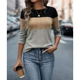 thumbnail image 3 of NJWS Women Striped Color Block Knit Sweater Long Sleeve Crew Neck Slim Fit Pullover Top Lightweight Casual Wear for Fall Winter, 3 of 12