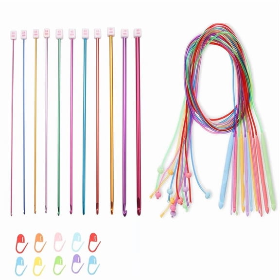 Tunisian Crochet Hooks Set 2-8 Mm Aluminum Afghan Crochet Hooks, 3.5-12 Mm Plastic Cable Weave Knitting Needle Set