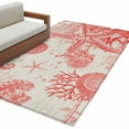 thumbnail image 6 of Coastal Red Area Rug 4x6 Washable Rug Non Slip Nautical Coral Seahorse Starfish Shell Large Area Rug Indoor Floor Carpet for Entryway Bedroom Kitchen Living Room Home Office Dining Room Nursery, 6 of 8