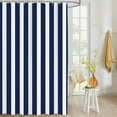 thumbnail image 4 of Fabric Shower Curtain, Navy Blue and White Striped Geometric Bathroom Curtain with 12 Hooks Waterproof No Bad Odor Machine Washable Bath Curtains for Bathroom, Spa Room, 72"x84", 4 of 6