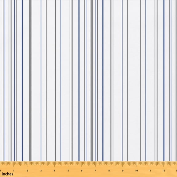 Erosebridal Navy Gray Vertical Stripe Fabric by the Yard 1 Yard, Thin Line Pinstripe Pattern Home Decor Fabric by the Yard