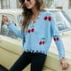 thumbnail image 4 of Jersey europeo y americano para mujer, suéter corto holgado con cuello en V, nuevo suéter con borlas para otoño e invierno 2023, 4 of 4