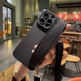 thumbnail image 1 of Lujosa funda de teléfono negra con correa para la muñeca para IPhone 11, 13, 12, 14 Pro Max, XR, XS, 8, 7 Plus, SE Fivean unisex, 1 of 2
