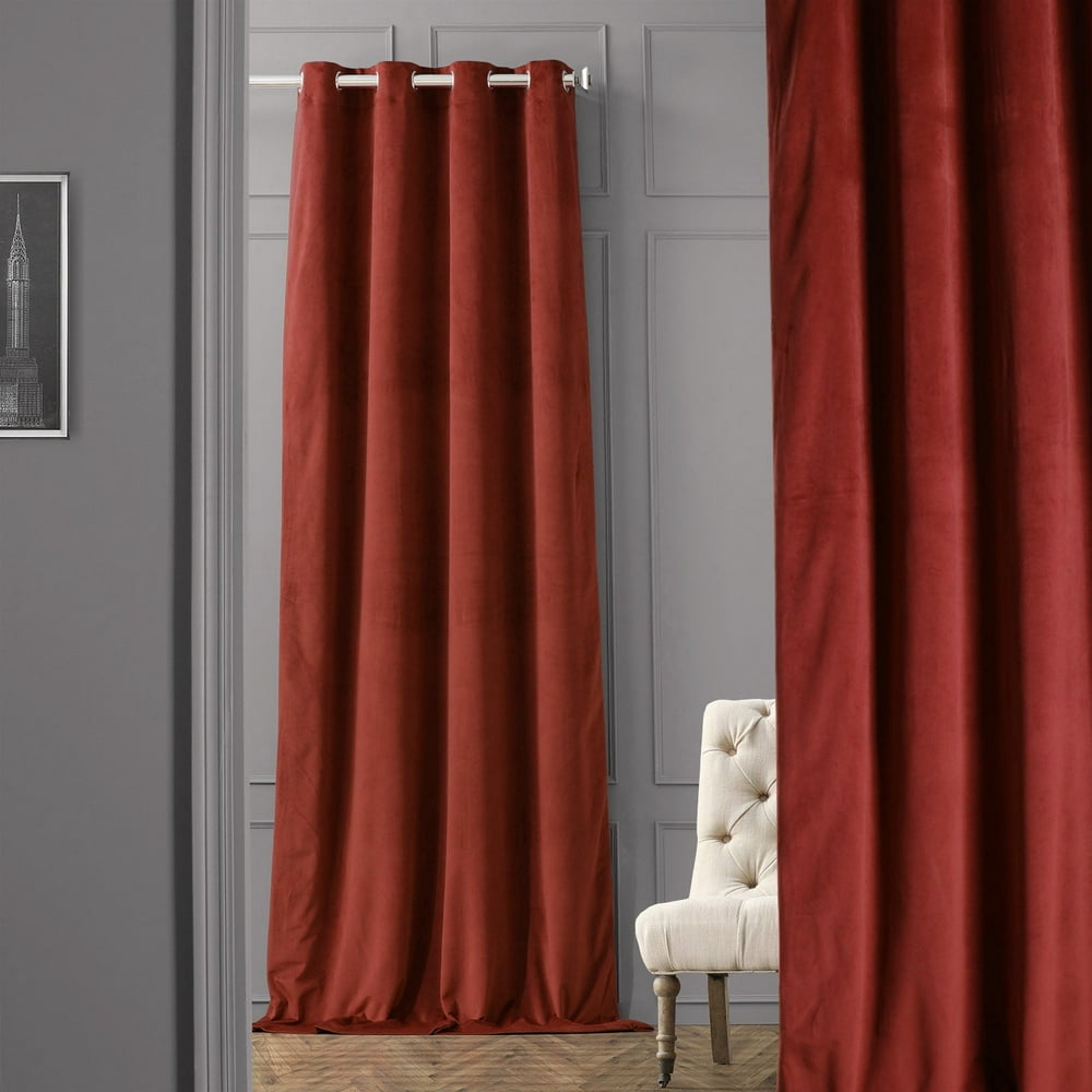 Exclusive Fabrics Burgundy Grommet Velvet Blackout Curtain Panel