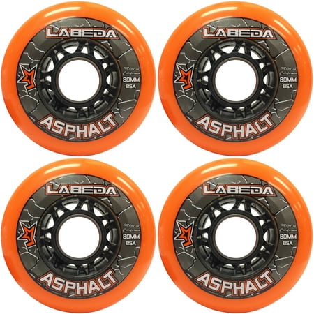 LABEDA WHEELS Inline Roller Hockey GRIPPER ASPHALT OUTDOOR ORANGE 72mm 85A (Best Inline Skate Wheels For Asphalt)