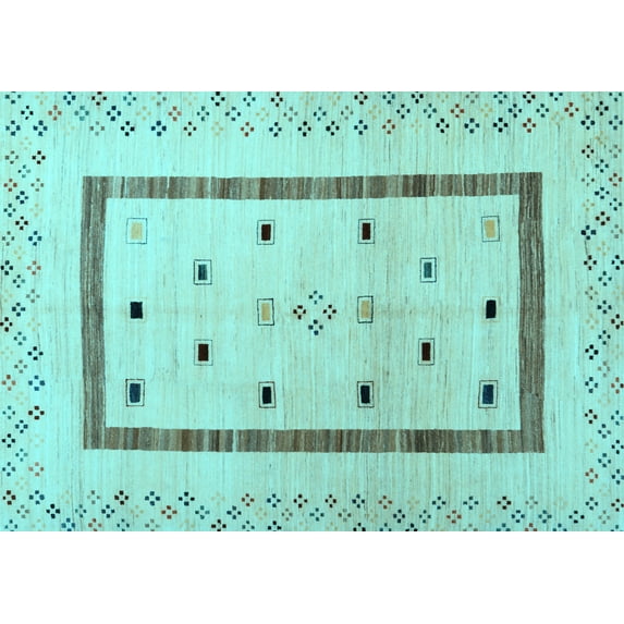 Ahgly Company Indoor Rectangle Solid Light Blue Modern Area Rugs, 2' x 4'