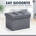 thumbnail image 3 of Ornavo Home 2 Pack Small Storage Ottoman Foldable Collapsible Rectangle Linen Ottoman Foot Rest Stool Seat, for Living Room, Bedroom, Home Office, Dorm - 12 x 16 x 12, Linen Gray, 3 of 7