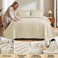 thumbnail image 5 of Dhole 7-Piece Bed in Bag - Full Size Striped Comforter Sets, Pillowcases & Sheet Collection for Cozy Bedding Sets - Beige, 5 of 10